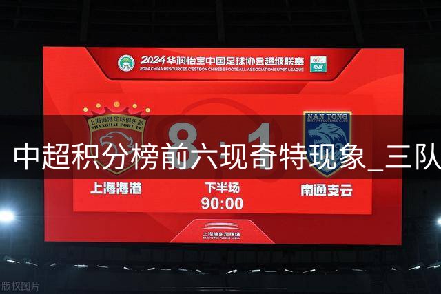 中超积分榜前六现奇特现象 三队净胜球为负